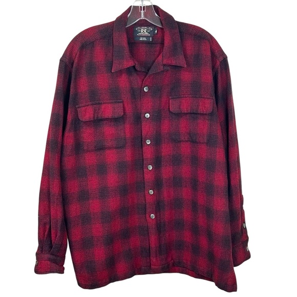 RRL, Ralph Lauren - Men’s Vintage Wool Shirt, Buffalo Check Plaid, Red/Black, XL - Picture 3 of 14
